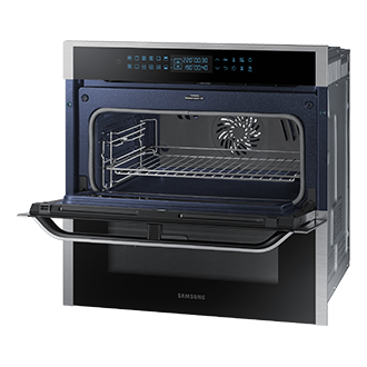 Духова шафа NV75N7646RS/WT з Dual Cook Flex, 75л - фото r-perspective-dual-door-full-open-with-rack silver