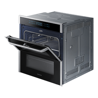 Духова шафа NV75N7646RS/WT з Dual Cook Flex, 75л - фото r-perspective-dual-door-half-open-with-rack silver