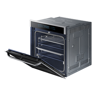 Духова шафа NV75N7646RS/WT з Dual Cook Flex, 75л - фото r-perspective-half-open-with-rack silver