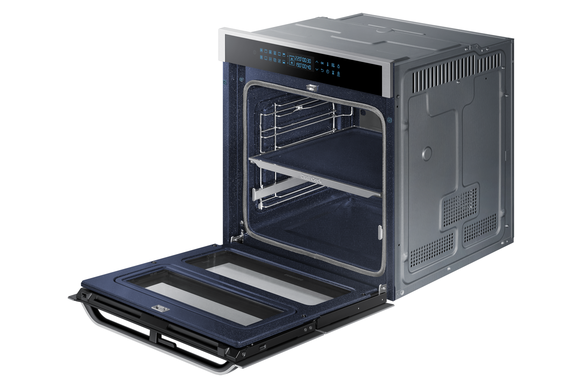 Духова шафа NV75N7646RS/WT з Dual Cook Flex, 75л - фото r-perspective-open-only-with-divider silver
