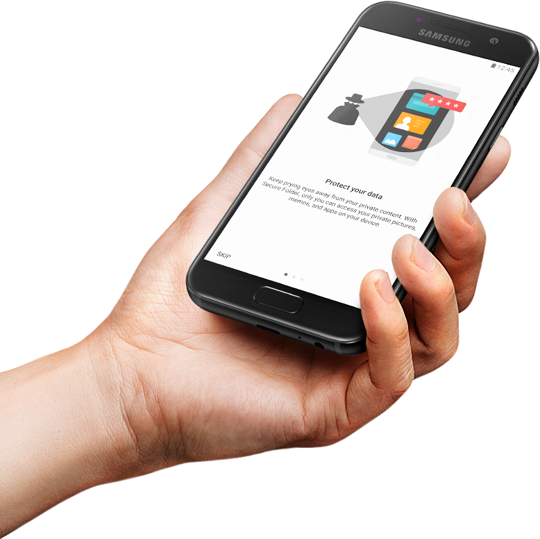 Зображення активованої функції Secure Folder на екрані Galaxy A3 (2017).