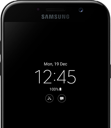 Перегляд часу на екрані Galaxy A7 (2017) з функцією Always On Display.