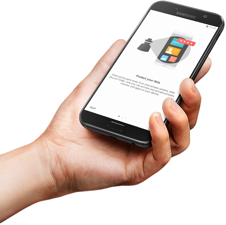Зображення активованої функції Secure Folder на екрані Galaxy A7 (2017).