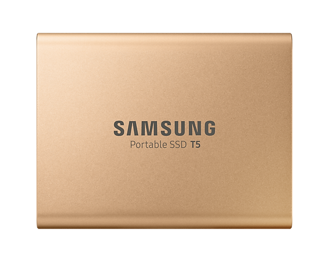 Портативний SSD накопичувач Samsung T5 500Гб золотистого кольору MU-PA500G/WW - фото 1