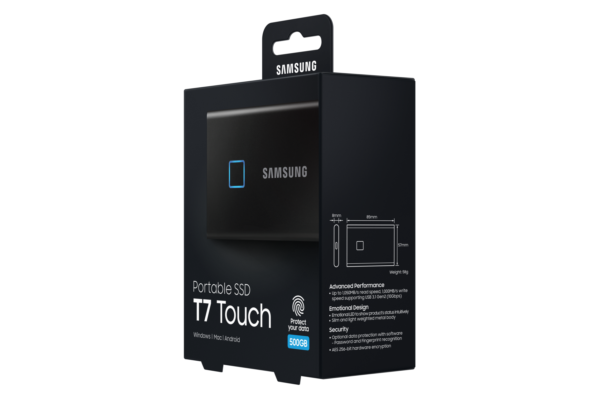 Портативний SSD Накопичувач Samsung T7 Touch Black 500Гб MU-PC500K/WW - фото 17