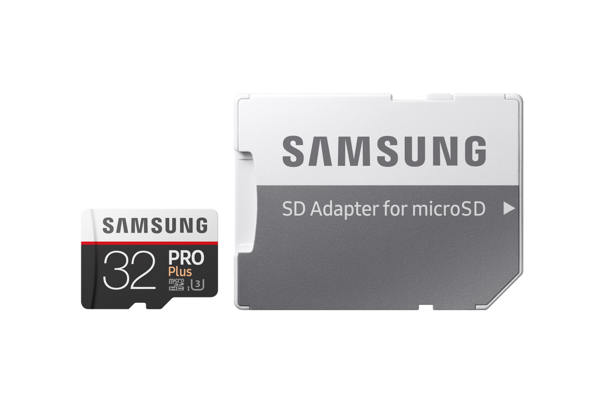 Карта Пам'яті Samsung PRO Plus 32Гб 100 MB/s MB-MD32KA/RU - фото front-sd-adapter-combination titanium gray