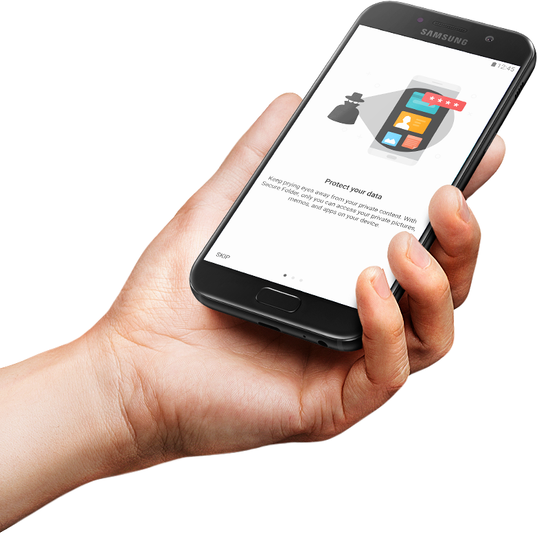 Изображение активированной функции Secure Folder на экране Galaxy A5 (2017).