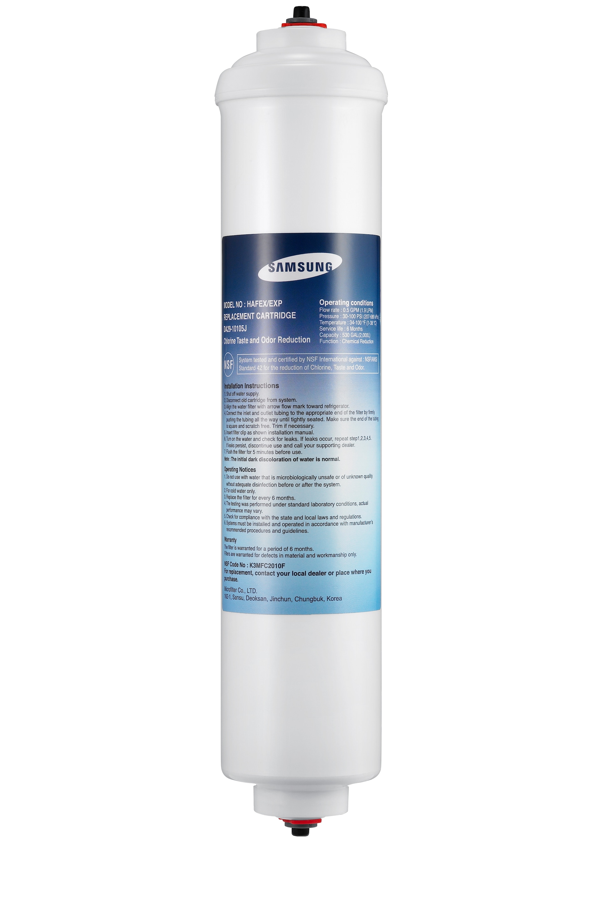 Genuine Samsung Water Filter Front
