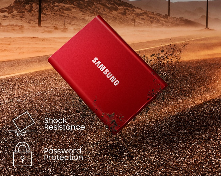 Samsung T7 Portable SSD - 2 TB - USB 3.2 Gen.2 Externe SSD Metallic Red  (MU-PC2T0R/WW)