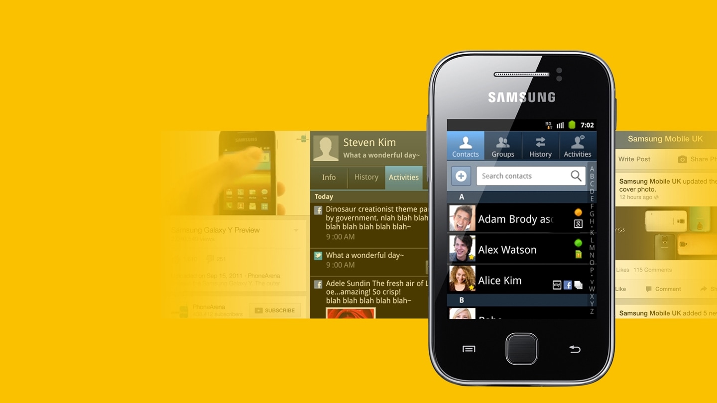 Samsung Galaxy Y 72Mbps 3 Display And 3G Features