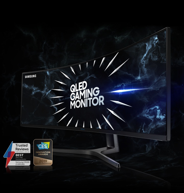 SAMSUNG 49” Odyssey CRG Series Dual QHD (5120x1440) Curved Gaming Monitor,  120Hz, QLED, HDR, Height Adjustable Stand, Radeon FreeSync, LC49RG90SSNXZA