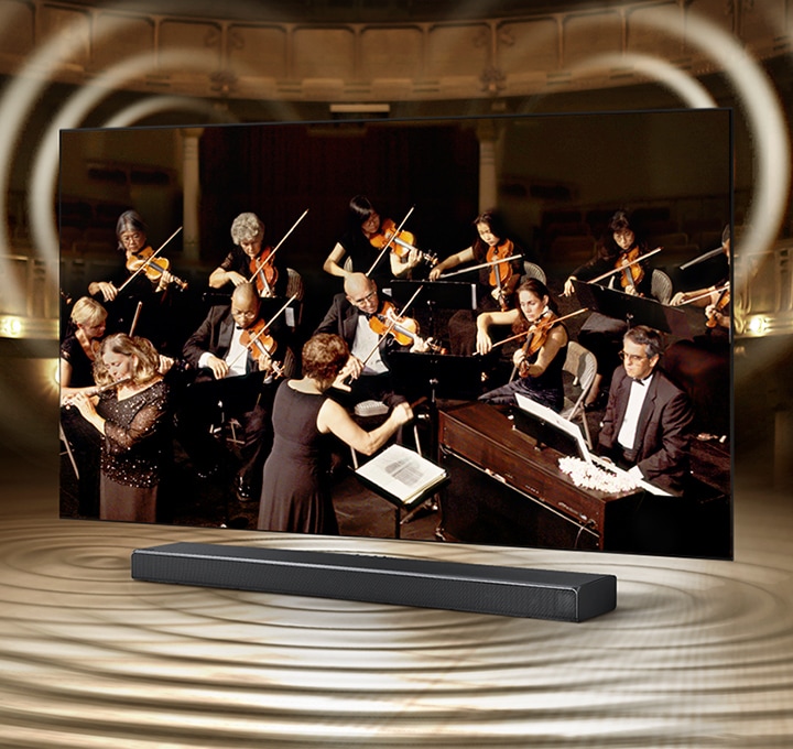 שיתוף הפעולה ההרמוני של Samsung QLED TV ו-Q-Soundbar.