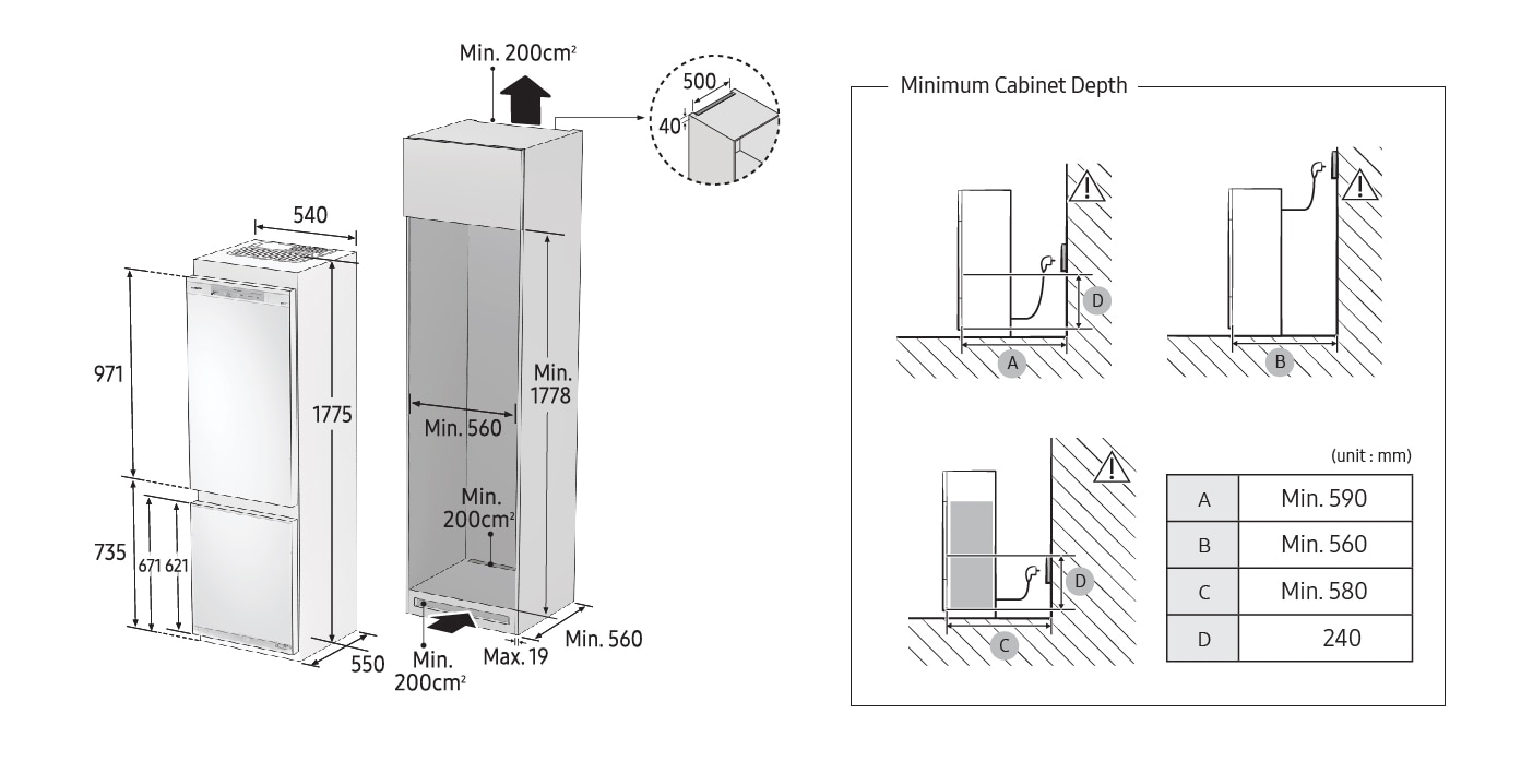 BuiltIn Fridge Freezer with CoolSelect, 263 L Samsung UK