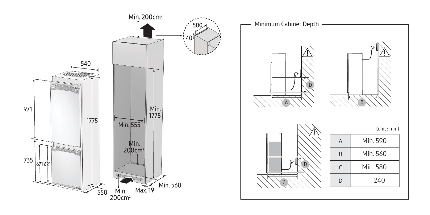 Samsung BuiltIn Fridge Freezer, 266 L Samsung UK