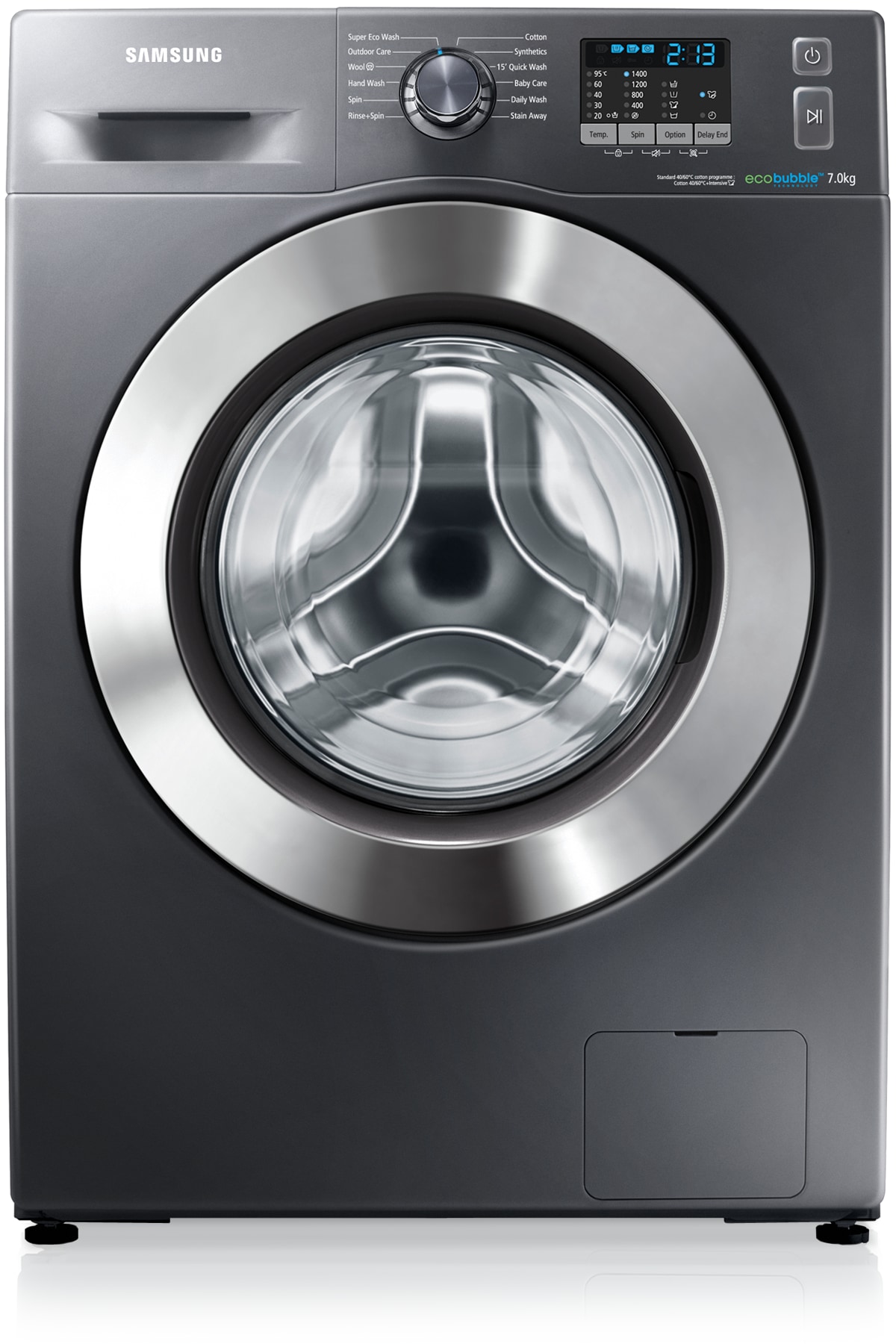 Samsung Washing Machine with ecobubble™, 7 kg Black Samsung UK