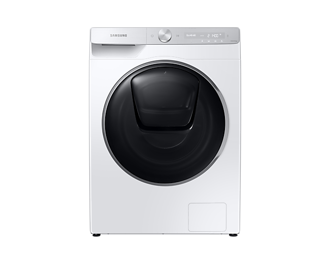 A Samsung Series 9 9kg Auto Dose Washing Machine WW90T986DSH on a white background