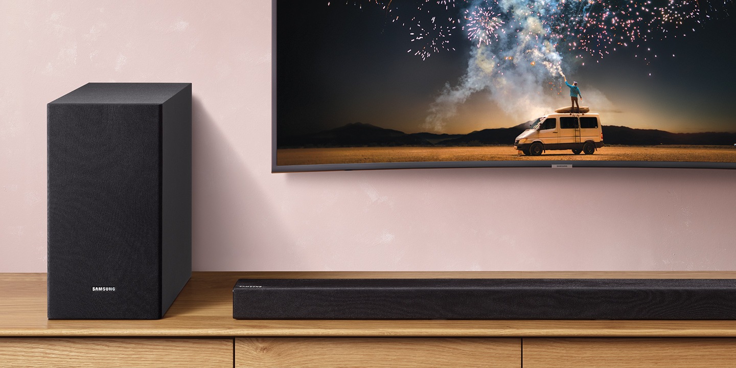 Loa thanh soundbar Samsung 2.1 HW-R450 200W Bùng Nổ Âm Thanh TV Với Sắc Trầm Ấn Tượng