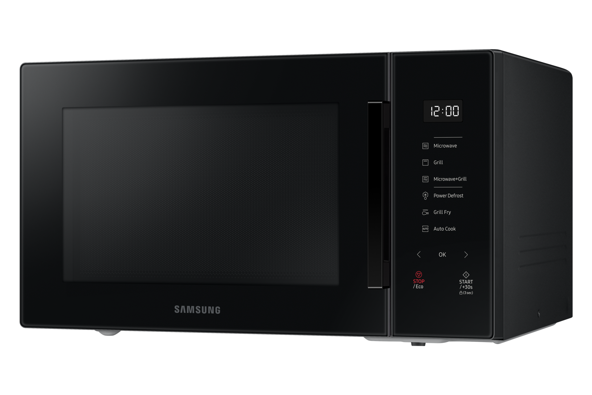 Bảng menu của lò vi sóng tráng men dòng Nướng 30L (MG30T5018CK) màu đen.