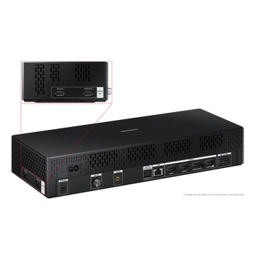 QLED Q95T với một kết nối Samsung có cổng USB 2.0, âm thanh và cổng HDMI