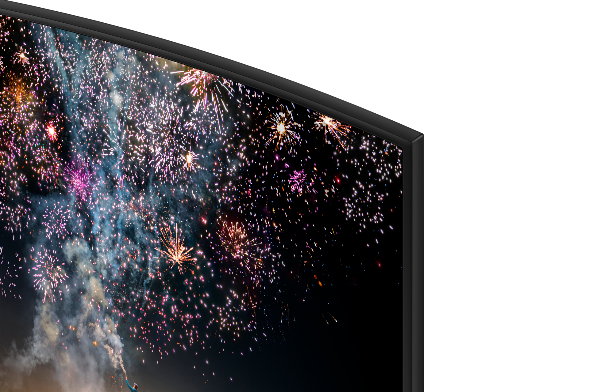 Chi tiết viền máy mỏng tinh tế cùng góc màn hình ấn tượng của Smart Tivi màn hình cong Samsung 4K UHD 55 Inch (RU7300) công nghệ HDR đỉnh cao cho sắc màu hoàn hảo