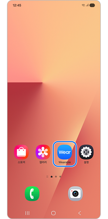 홈 화면에서 Wearable앱  표시된 모습