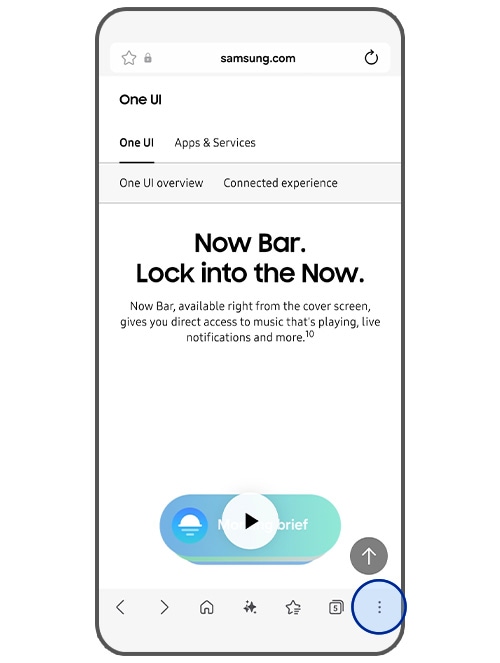 삼성 브라우저 툴바의 오른쪽 '메뉴' 를 클릭해주세요.