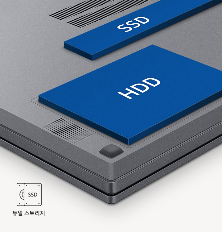 SSD와 HDD를 동시에 사용 할 수 있는 모습을 나타내는 이미지입니다.