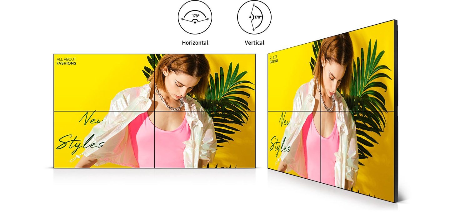여성 모델의 화면을 제품 정면과 측면을 통해 보여주고 있습니다.