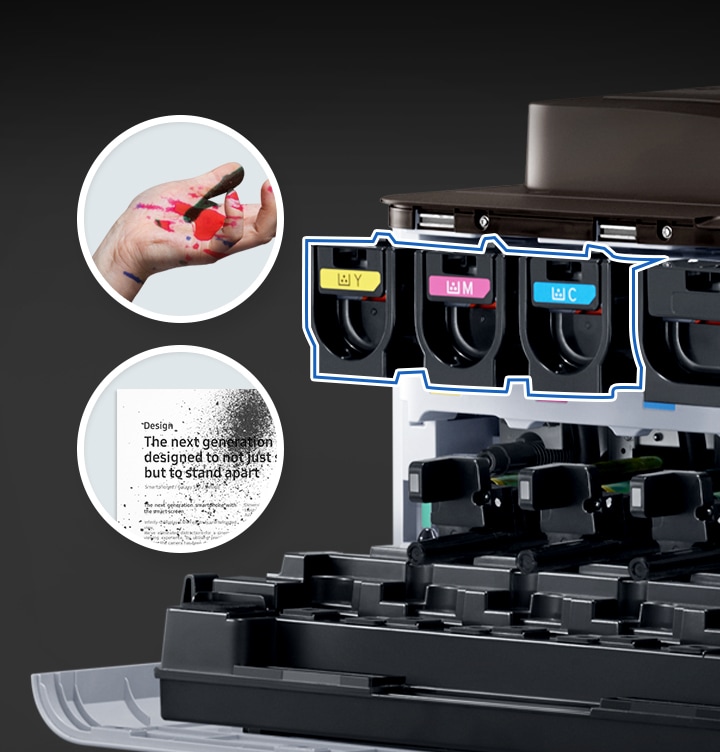 디지털 복합기 내부의 모습을 확대하여 보여주고 있습니다.