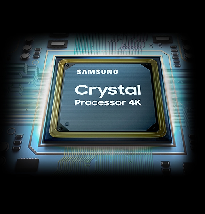 크리스탈 프로세서 4K를 나타내는 반도체 칩 이미지입니다.