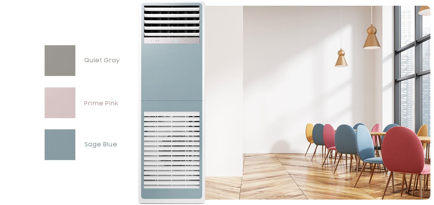 블루 제품이 카페에 설치되어 있습니다.