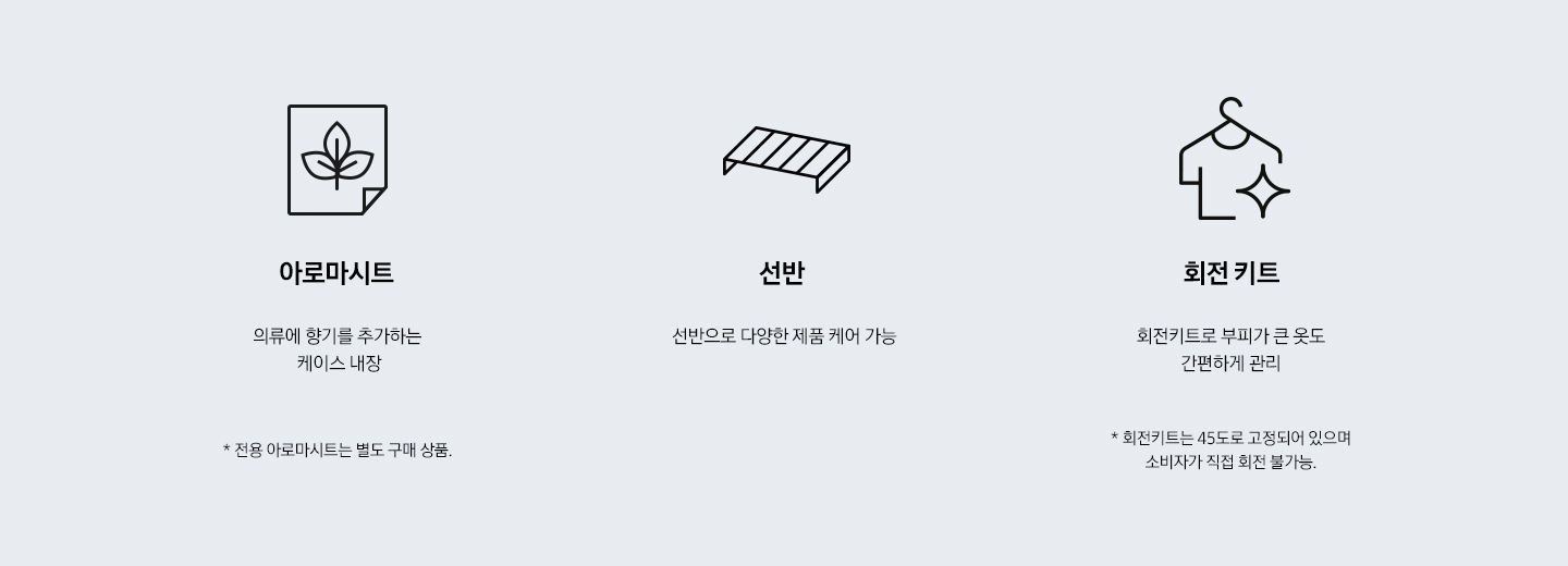 아로마시트와 선반, 회전 키트에 대한 기능을 보여주고 있습니다.
