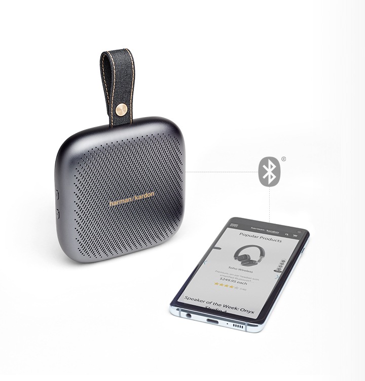 하만카돈 neo 제품과 핸드폰이 블루투스로 연결되어 있는 이미지입니다.