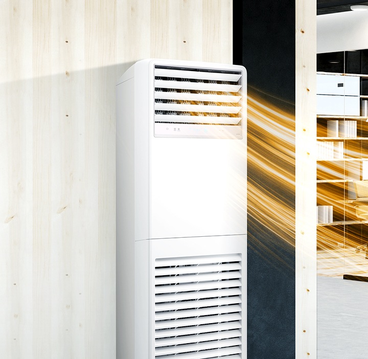 사무실에 제품이 설치되어 있으며, 난방이 나오는 나오고 있는 모습입니다.