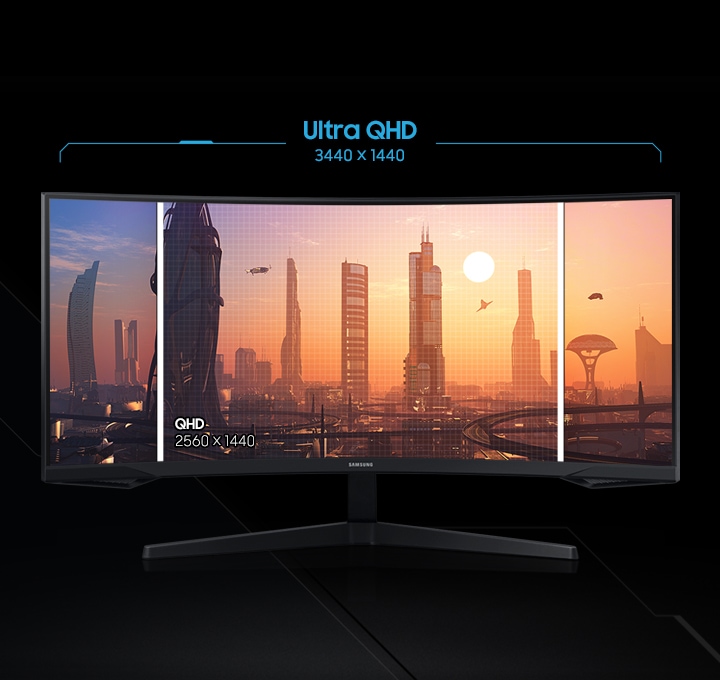 Ultra QHD 화질을 보여주는 디테일한 모니터 화면입니다.