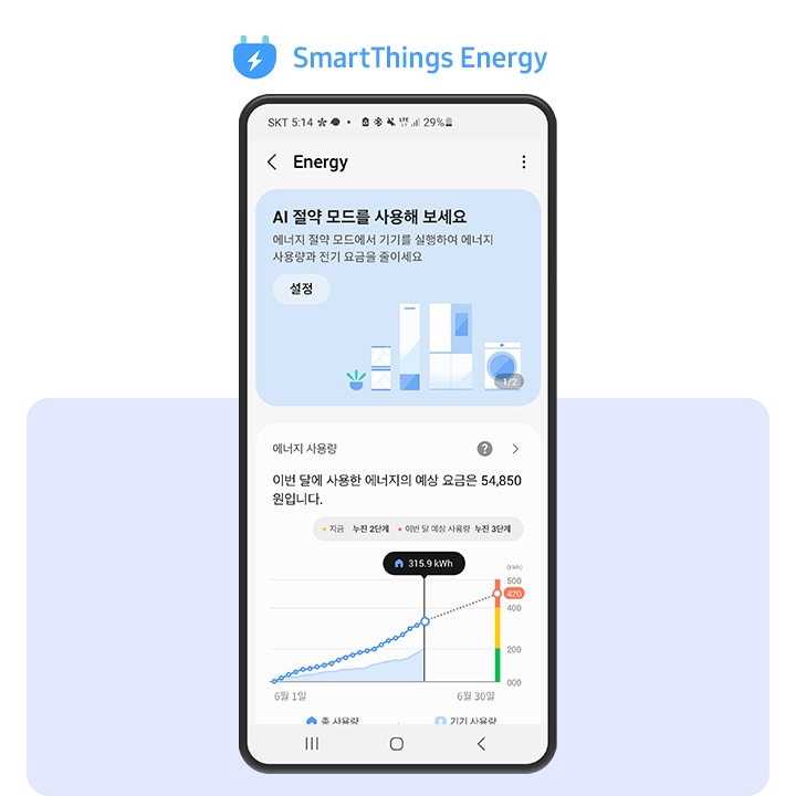 SmartThings Energy 로고와 UI 화면이 보여지고 있습니다.
