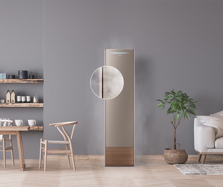 무풍냉방 중인 에어컨을 보여주고 있습니다.