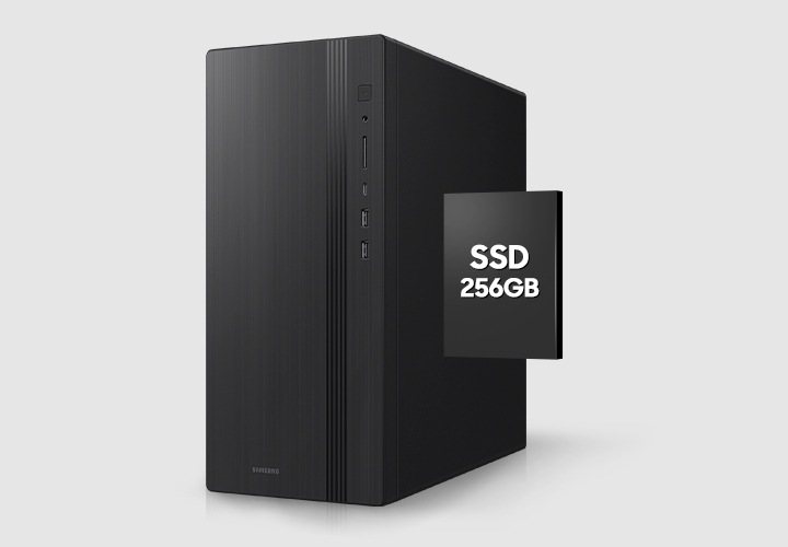 데스크탑 본체와 256기가의 용량을 보여줍니다