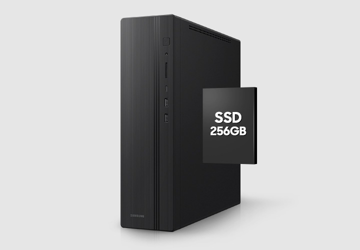 데스크탑 본체와 256기가의 용량을 보여줍니다