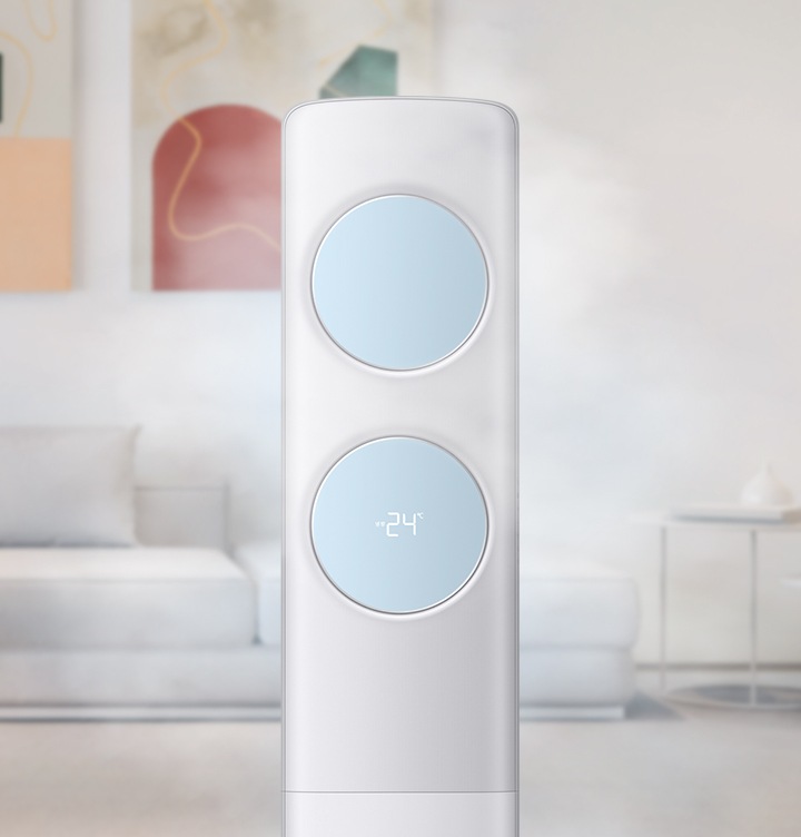 무풍냉방 중인 에어컨을 보여주고 있습니다.