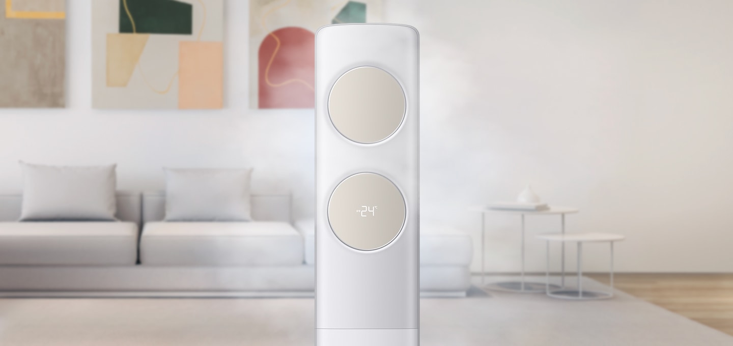 무풍냉방 중인 에어컨을 보여주고 있습니다.