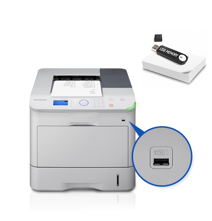 ML-5515ND 제품과 USB연결 부분이 확대되어 보이고 있습니다.