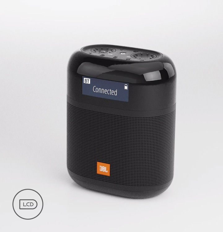 JBL TUNER XL 제품 컷입니다. 좌상단에는 LCD 아이콘이 있습니다.
