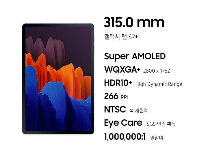 왼쪽에는 제품 정면이, 오른쪽에는 제품의 디스플레이 스펙이 나열되어있습니다.