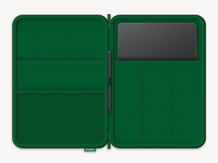 파우치 내부 이미지 및 단말 이미지, S펜 이미지가 노출되고 있습니다