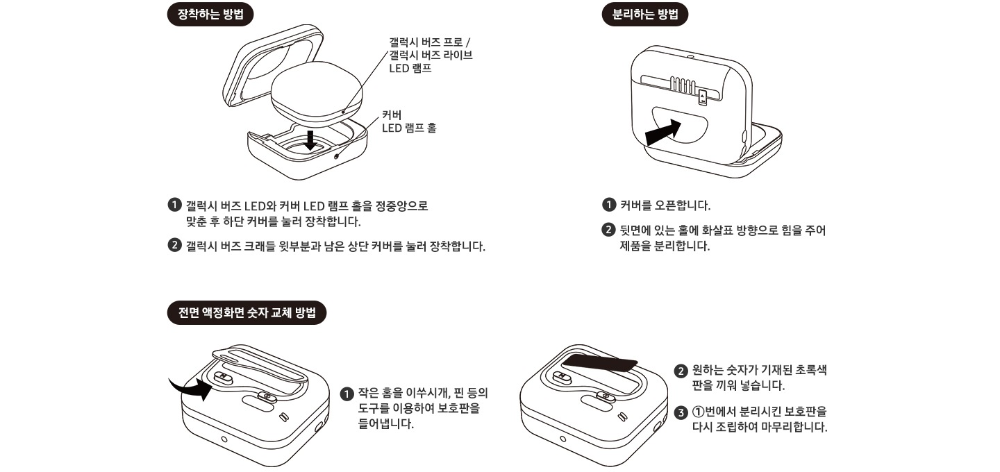 갤럭시 버즈 프로 라이브 - 삐삐 커버 제품 착용 설명
