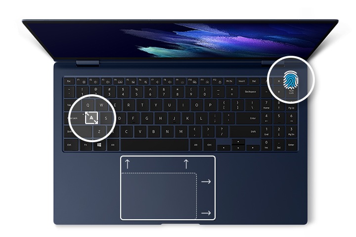 넓은 커브드 키 캡으로 정확하고 편안하게 타이핑할 수 있습니다. 대형 터치패드는 효율적인 작업을 돕죠. 지문 인식 키 덕분에 로그인도 안전하고 빠르게 할 수 있습니다.