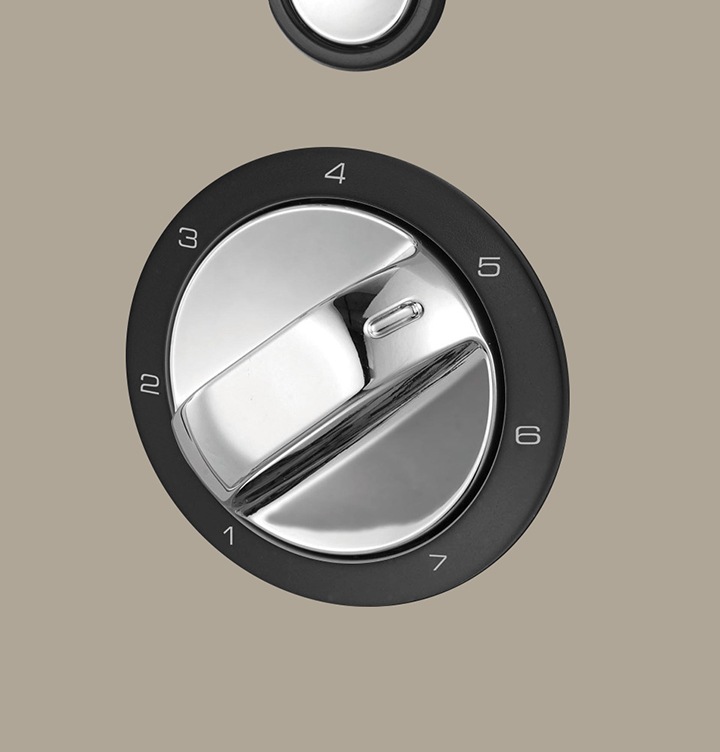 7단계 굽기 조절 다이얼을 보여주고 있습니다.