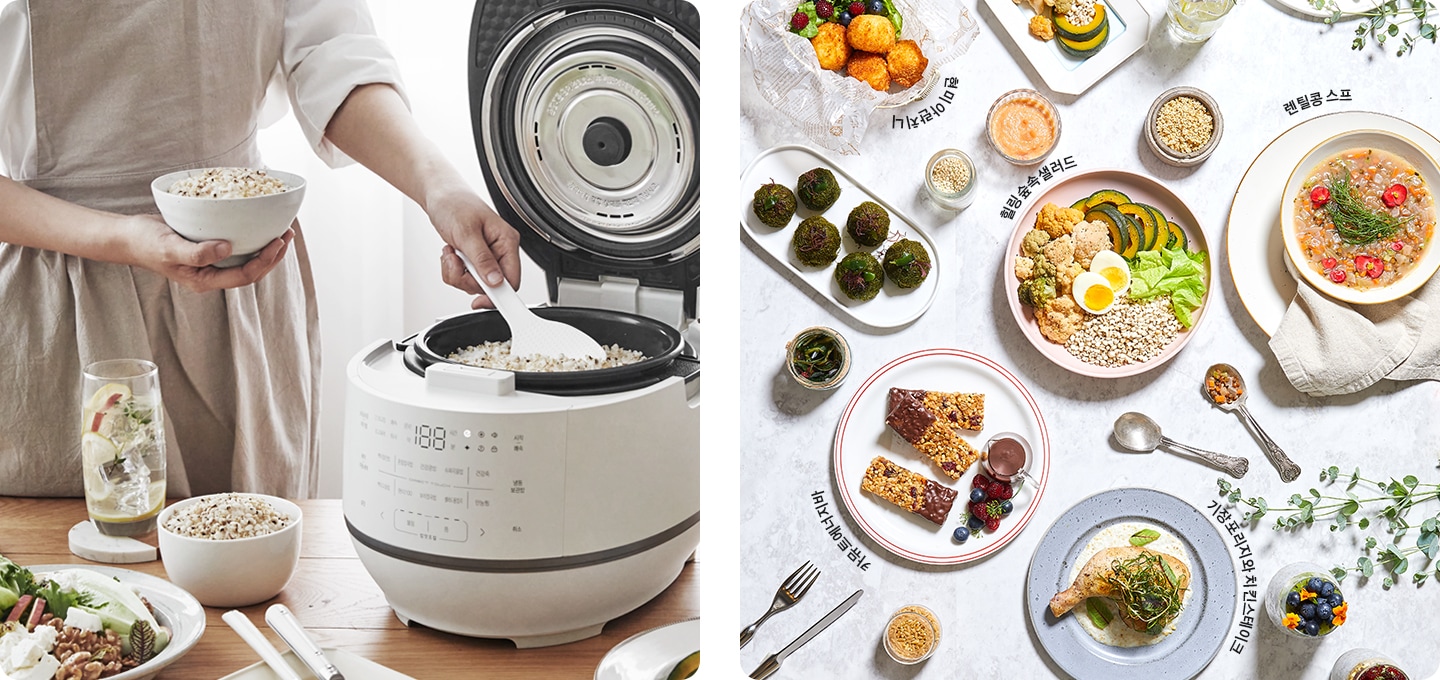 다양한 잡곡부터 만능 찜 까지, 밥맛을 내 취향대로 설정할 수 있습니다.
