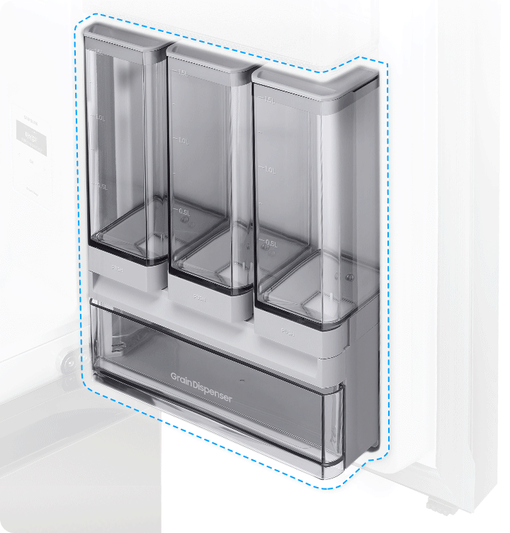 곡물 디스펜서의 곡물이 없는 모습 있는 모습이 번갈아가며 보여집니다.